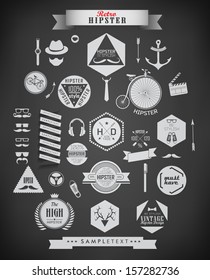 Hipster icons and labels  for  retro vintage  website, info-graphic
