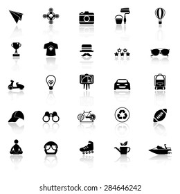 Hipster icons with reflect on white background, stock vector