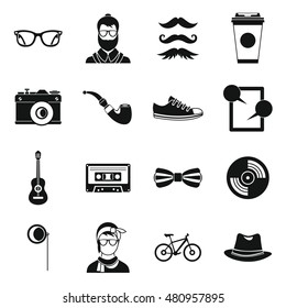 Hipster icons set in simple style. Hipster elements set collection vector illustration