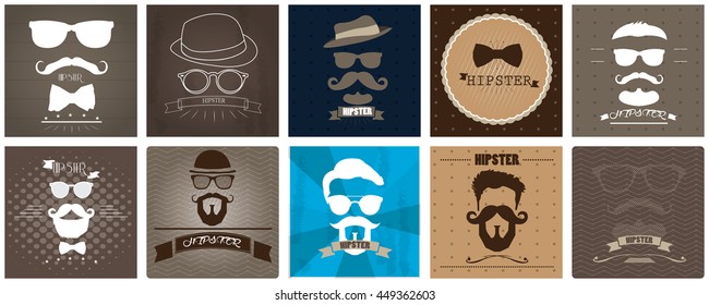 Hipster icons, set, Vector illustration, eps 10