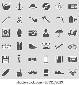 Iconos hipster. Diseño de pegatinas. Ilustración vectorial.