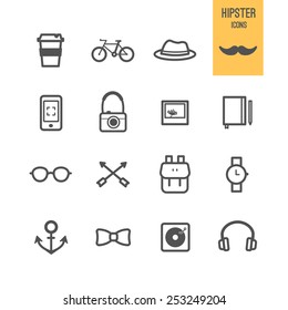 Hipster icons. Vector illustration.