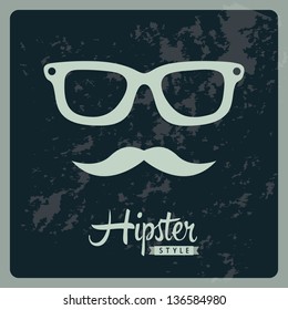 hipster illustration over blue background, old style. vector
