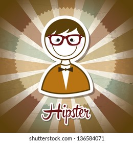 hipster illustration over retro background, old style. vector