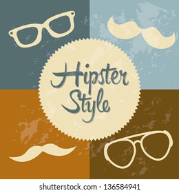 hipster illustration over retro background, old style. vector