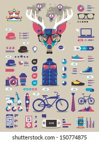 hipster info graphic elements and icons,vector background