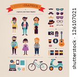 Hipster infographic concept background with icons