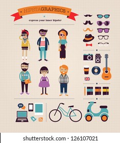 Hipster infographic concept background with icons