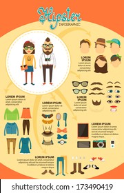 Hipster infographics with fashion design elements 