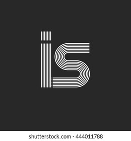 Hipster initials letters is monogram logo, linked two letters i and s icon, creative fusion for business card emblem