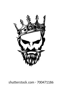 Hipster king icon with crown, hand sketch on white background, royal, rule, arrogance, dictator, rule, power, vector illustration