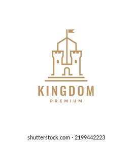 diseño del logotipo de la bandera del castillo del reino hipster