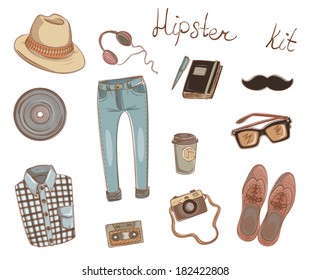 hipster kit isolated on white background