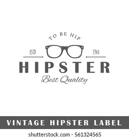 Hipster label isolated on white background. Design element. Template for logo, signage, branding design. Vector illustration