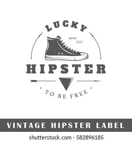 Hipster label isolated on white background. Design element. Template for logo, signage, branding design. Vector illustration