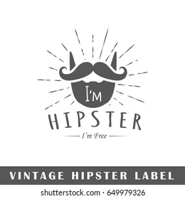 Hipster label isolated on white background. Design element. Template for logo, signage, branding design. Vector illustration