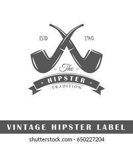 Hipster label isolated on white background. Design element. Template for logo, signage, branding design. Vector illustration