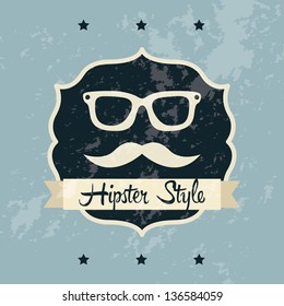 hipster label over blue background, old style. vector illustration