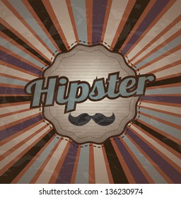 Hipster label over lines background vector illustration