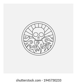 Plantilla de etiqueta Hipster con cráneo.