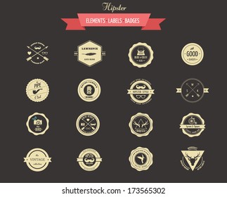 Hipster labels, badges and vector design elements