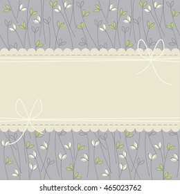 Hipster lace frame with grass isolated on purple background can be used for wedding invitation, greeting card , baby shower and more creative designs.