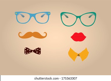 Hipster Lady and Gentleman Vector Icons, Hand drawn. Retro Vintage Hipster Icons