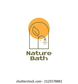 hipster leaf with shower bath logo design, vector graphic symbol icon illustration