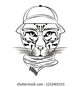 Hipster leopard cool sketch
