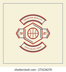 Hipster Line Art Logo Design Template. Vector Illustration