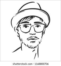 Hipster line art vector illustration