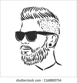 Hipster line art vector illustration