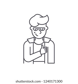 Hipster line icon concept. Hipster vector linear illustration, symbol, sign
