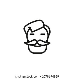 Hipster line icon. Male face, moustache, beard. People concept. Can be used for topics like fashion, geek culture, trends.