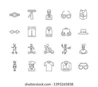 Hipster line icons, signs, vector set, outline illustration concept 