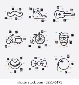 hipster line infographic illustration. Fully editable vector file