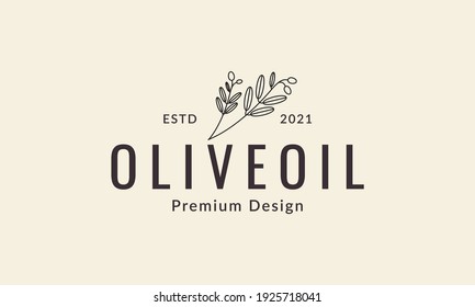 hipster line olive oil logo design vector icon symbol illustration