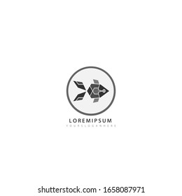 hipster linear fish logo. vector logo, geometric animal.