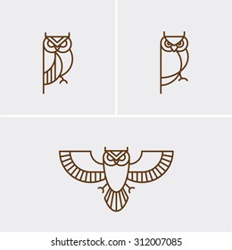 Hipster Linear Owl Logo 
