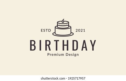 hipster lines birthday cakes logo design vector icon symbol illustration