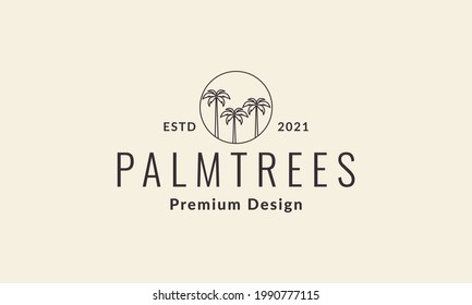 Hipster Lines Palm Tree Circle Logo Symbol Vector Icon Illustration Graphic Design