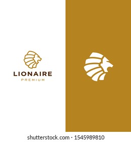hipster lion head logo icon Illustration logotype in trendy linear line vintage style 