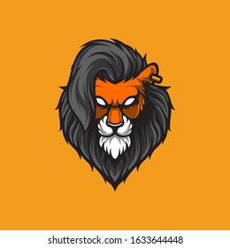Hipster Lion Head Mascot Logo Vector Template