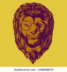 Hipster Lion head vector illustration for your company or brand