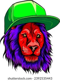 Hipster lion illustration on white background