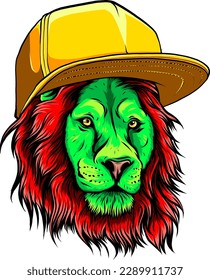 Hipster lion vector illustration on white background