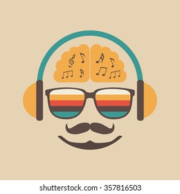 hipster escuchando una canción con auriculares