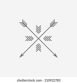 Hipster logo, with arrows. Black and white design. Outline style. Conceptual minimal icon.Use for card, poster, brochure, banner, web. Easy to edit. Vector illustration - EPS10.