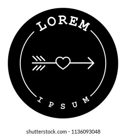 hipster logo . circular shape with arrow and heart inside