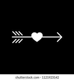 hipster logo element, arrow with heart inside